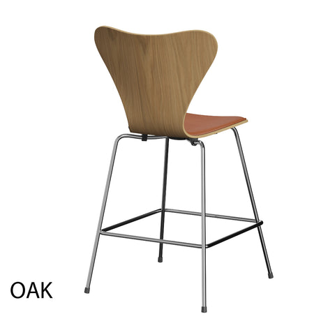 Fritz Hansen - 3187 låg barstol, naturfanér och frampolstrad i Grace läder - Bok - Svart læder - Krom stel - Jacobsen Plus