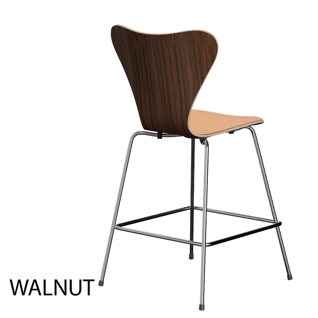 Fritz Hansen - 3187 låg barstol, naturfanér och frontklädd i Natur-läder - 6 - Jacobsen Plus