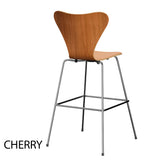 Fritz Hansen - 3197 hög barstol, naturfanér och frontklädd i Natur-läder - 5 - Jacobsen Plus