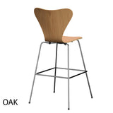 Fritz Hansen - 3197 hög barstol, naturfanér och frontklädd i Natur-läder - 3 - Jacobsen Plus