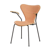 Fritz Hansen - 3207 stol med armstöd, naturfanér och frampolstring i Natur-läder - Ek - Warm Graphite stel - Jacobsen Plus