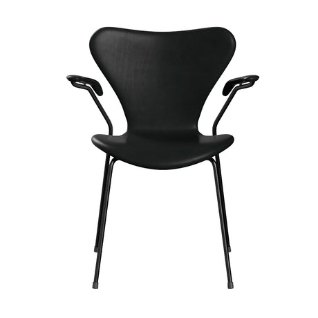 Fritz Hansen - 3207 Stol med armstöd, helt klädd i Grace-läder - Kastanjebrun læder - Krom stel - Jacobsen Plus