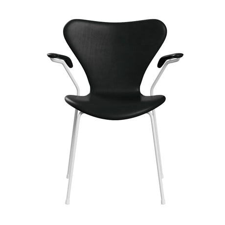 Fritz Hansen - 3207 Stol med armstöd, helt klädd i Grace-läder - Kastanjebrun læder - Krom stel - Jacobsen Plus