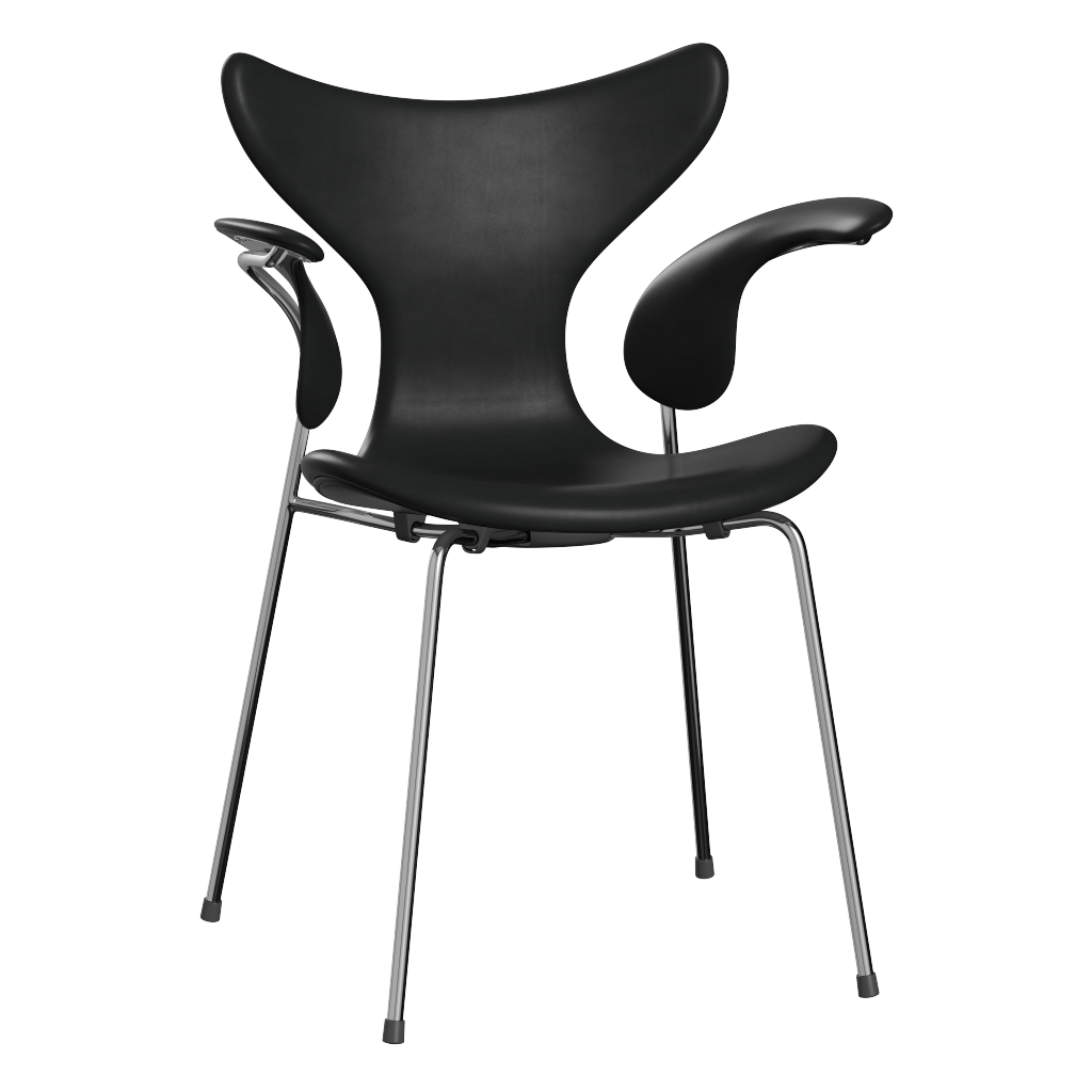 3208 Liljan med armstöd, helklädd av Arne Jacobsen - Grace læder - Black - Jacobsen Plus