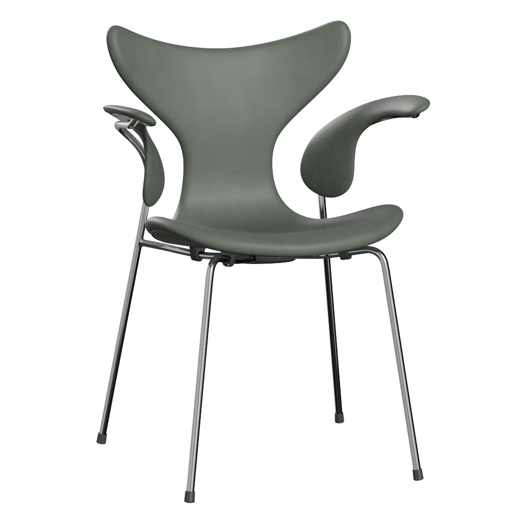 3208 Liljan med armstöd, helklädd av Arne Jacobsen - Grace læder - Concrete Grey - Jacobsen Plus