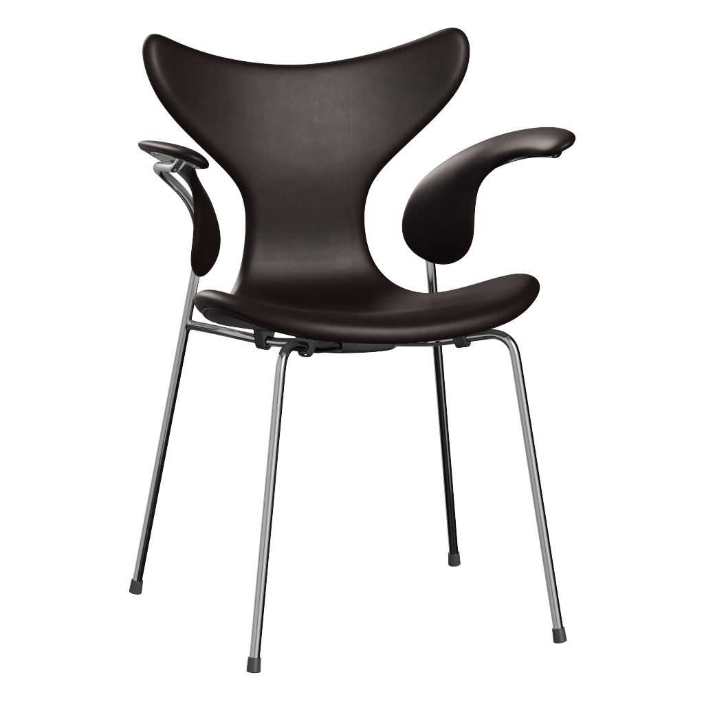 3208 Liljan med armstöd, helklädd av Arne Jacobsen - Grace læder - Dark Brown - Jacobsen Plus