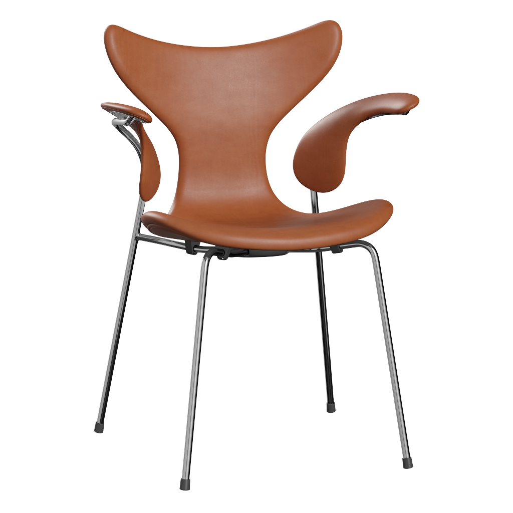 3208 Liljan med armstöd, helklädd av Arne Jacobsen - Grace læder - Walnut - Jacobsen Plus