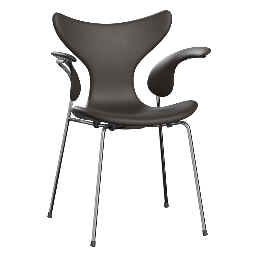 3208 Liljan med armstöd, helklädd av Arne Jacobsen - Essential læder - Dark Brown - Jacobsen Plus