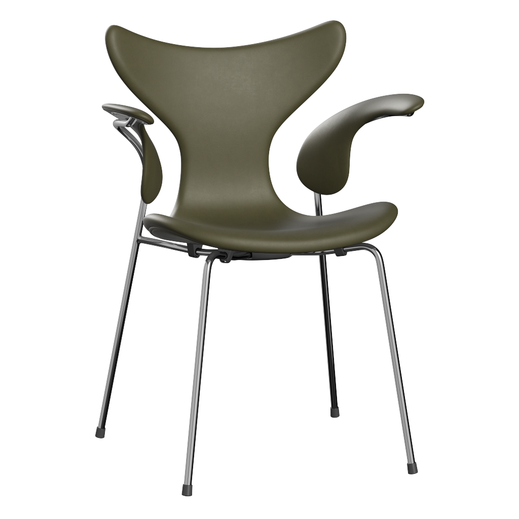 3208 Liljan med armstöd, helklädd av Arne Jacobsen - Essential læder - Moss Green - Jacobsen Plus