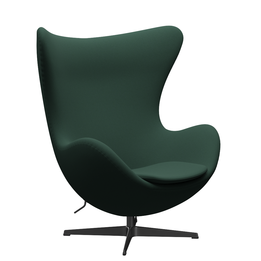 3316 Ägget loungestol, stomme i svart av Arne Jacobsen - Christianshavn - 1160 Dark Green Uni - Jacobsen Plus