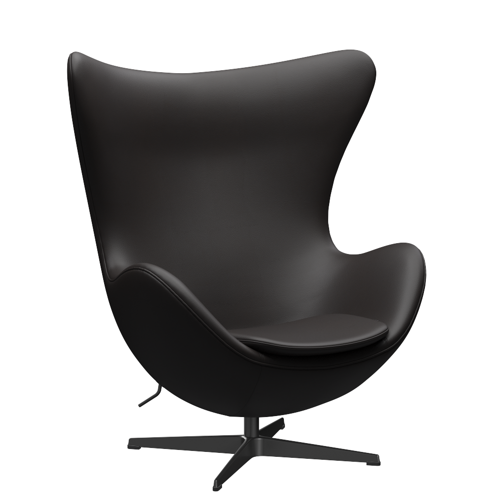 3316 Ägget loungestol, stomme i svart av Arne Jacobsen - Aura læder - Black Brown - Jacobsen Plus
