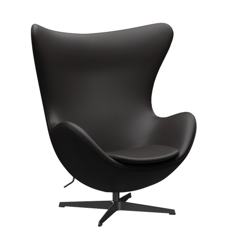 3316 Ägget loungestol, stomme i svart av Arne Jacobsen - Aura læder - Black Brown - Jacobsen Plus