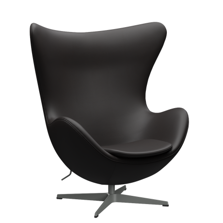 3316 Ägget loungestol, stomme i silvergrå av Arne Jacobsen - Aura læder - Black Brown - Jacobsen Plus
