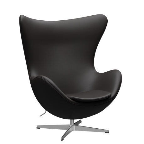 3316 Ägget loungestol, stomme i borstad Aluminium av Arne Jacobsen - Aura læder - Black Brown - Jacobsen Plus