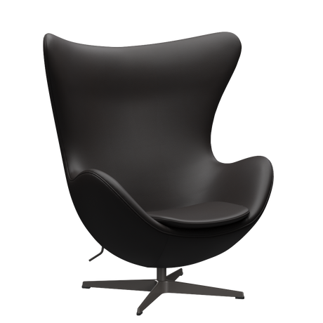 3316 Ægget loungestol, stomme i varm grafit av Arne Jacobsen - Aura læder - Black Brown - Jacobsen Plus