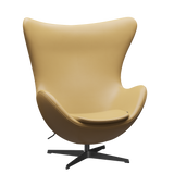 3316 Ägget loungestol, stomme i svart av Arne Jacobsen - Aura læder - Beige - Jacobsen Plus