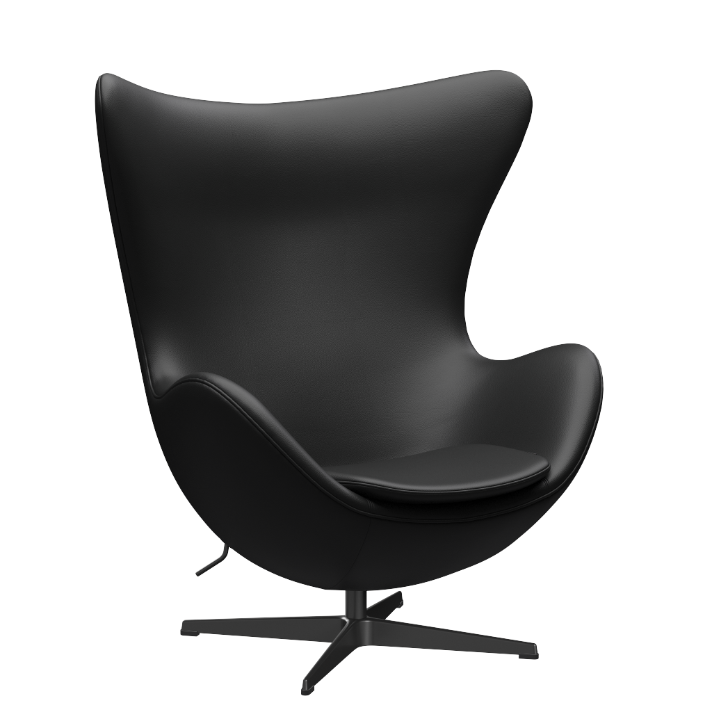 3316 Ägget loungestol, stomme i svart av Arne Jacobsen - Aura læder - Black - Jacobsen Plus