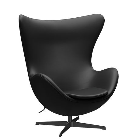3316 Ägget loungestol, stomme i svart av Arne Jacobsen - Aura læder - Black Brown - Jacobsen Plus