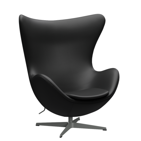 3316 Ägget loungestol, stomme i silvergrå av Arne Jacobsen - Aura læder - Black Brown - Jacobsen Plus