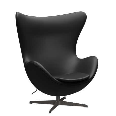 3316 Ægget loungestol, stomme i varm grafit av Arne Jacobsen - Aura læder - Black Brown - Jacobsen Plus