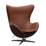 3316 Ägget loungestol, stomme i svart av Arne Jacobsen - Aura læder - Cognac - Jacobsen Plus