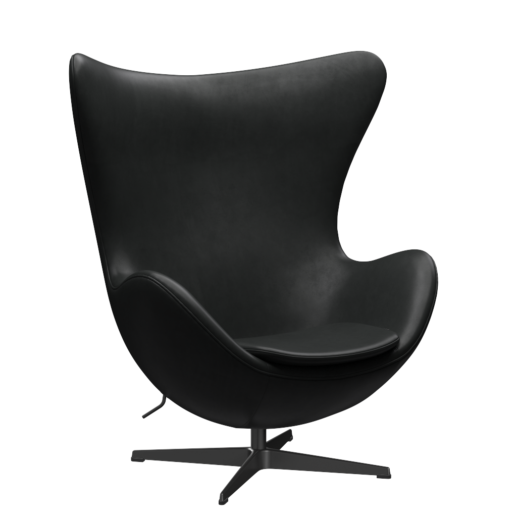 3316 Ägget loungestol, stomme i svart av Arne Jacobsen - Grace læder - Black - Jacobsen Plus