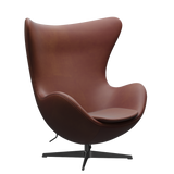 3316 Ägget loungestol, stomme i svart av Arne Jacobsen - Grace læder - Chestnut - Jacobsen Plus