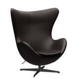 3316 Ägget loungestol, stomme i svart av Arne Jacobsen - Grace læder - Dark Brown - Jacobsen Plus
