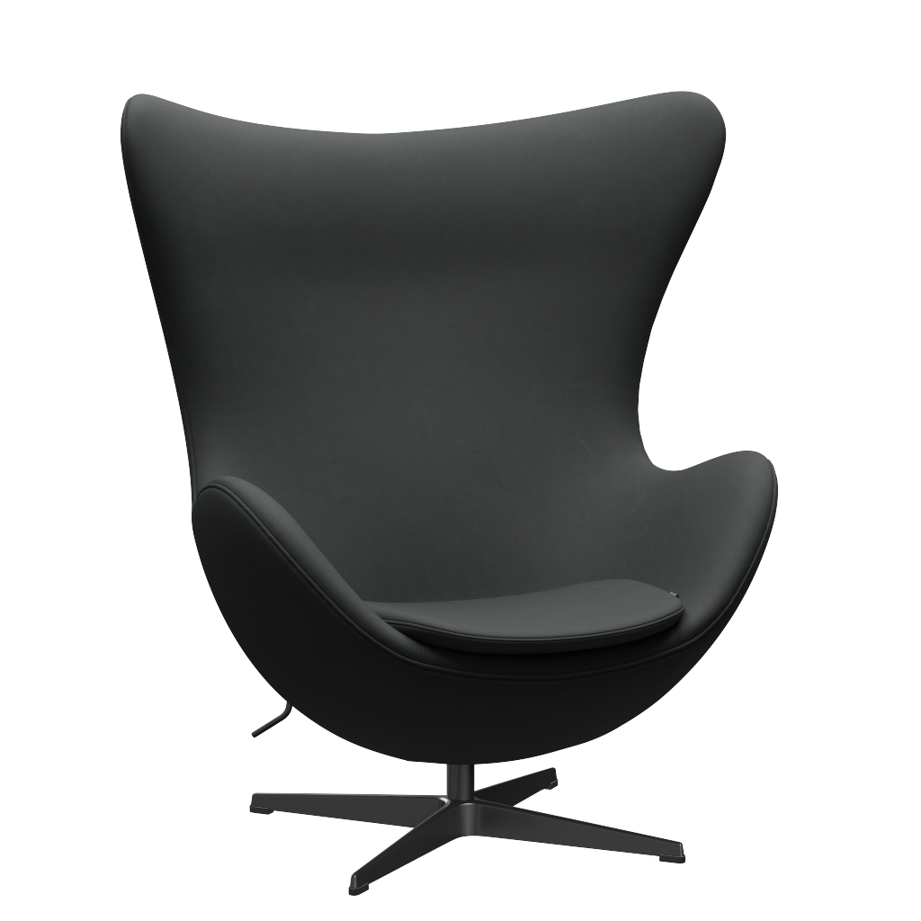 3316 Ägget loungestol, stomme i svart av Arne Jacobsen - Haze læder - Anthracite - Jacobsen Plus