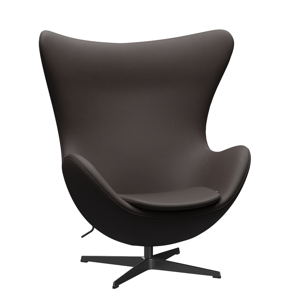 3316 Ägget loungestol, stomme i svart av Arne Jacobsen - Haze læder - Dark Brown - Jacobsen Plus