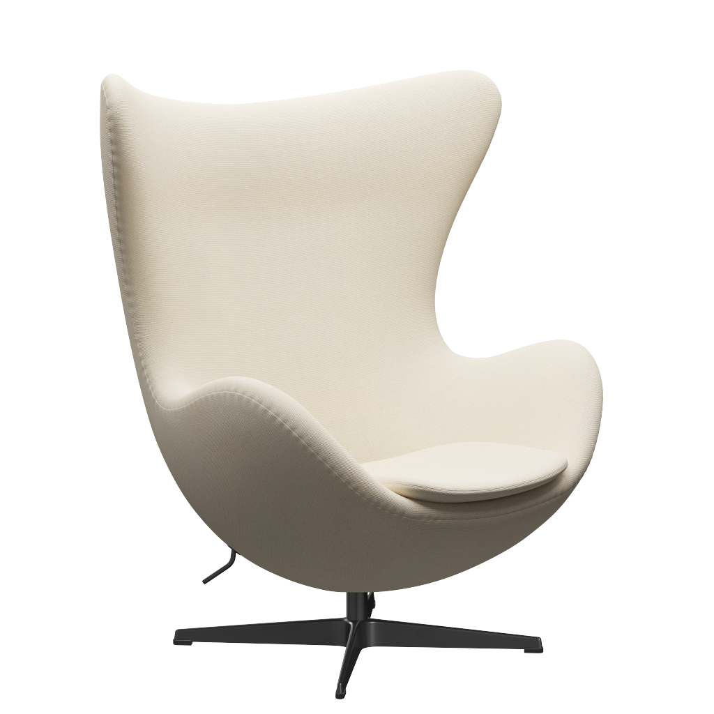 3316 Ägget loungestol, stomme i svart av Arne Jacobsen - Hallingdal - 100 Off White - Jacobsen Plus