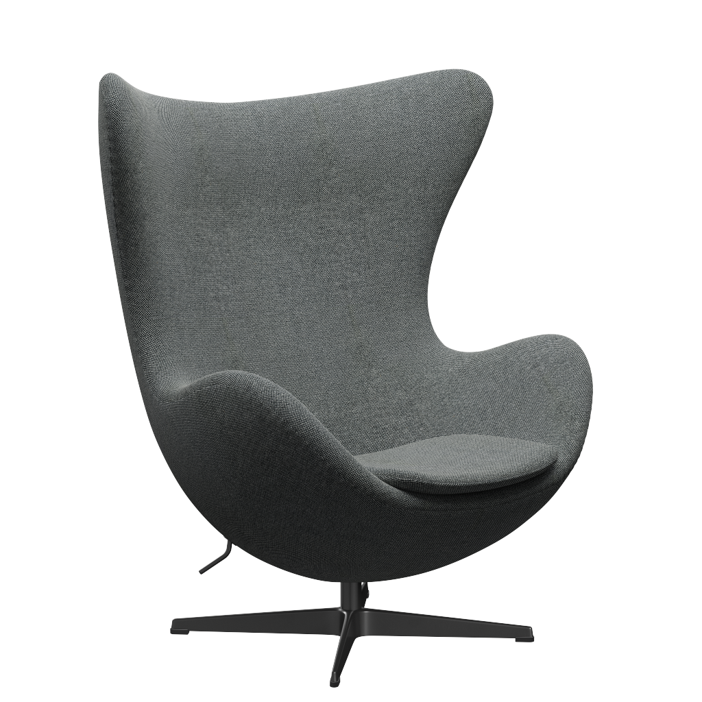 3316 Ägget loungestol, stomme i svart av Arne Jacobsen - Hallingdal - 126 White/Brown - Jacobsen Plus