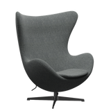 3316 Ägget loungestol, stomme i svart av Arne Jacobsen - Hallingdal - 166 White Black - Jacobsen Plus