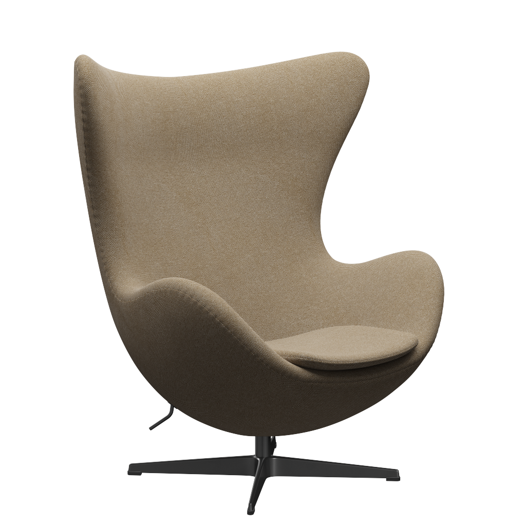 3316 Ägget loungestol, stomme i svart av Arne Jacobsen - Hallingdal - 220 Dark Sand - Jacobsen Plus