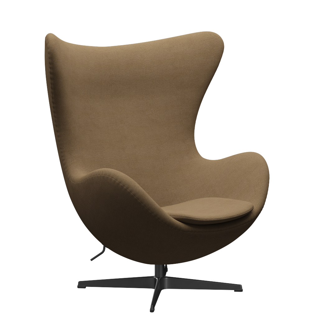 3316 Ägget loungestol, stomme i svart av Arne Jacobsen - Hallingdal - 224 Light Brown - Jacobsen Plus