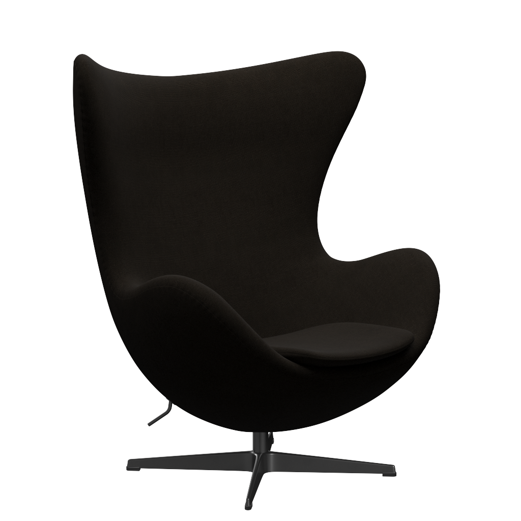 3316 Ägget loungestol, stomme i svart av Arne Jacobsen - Hallingdal - 390 Dark Brown - Jacobsen Plus