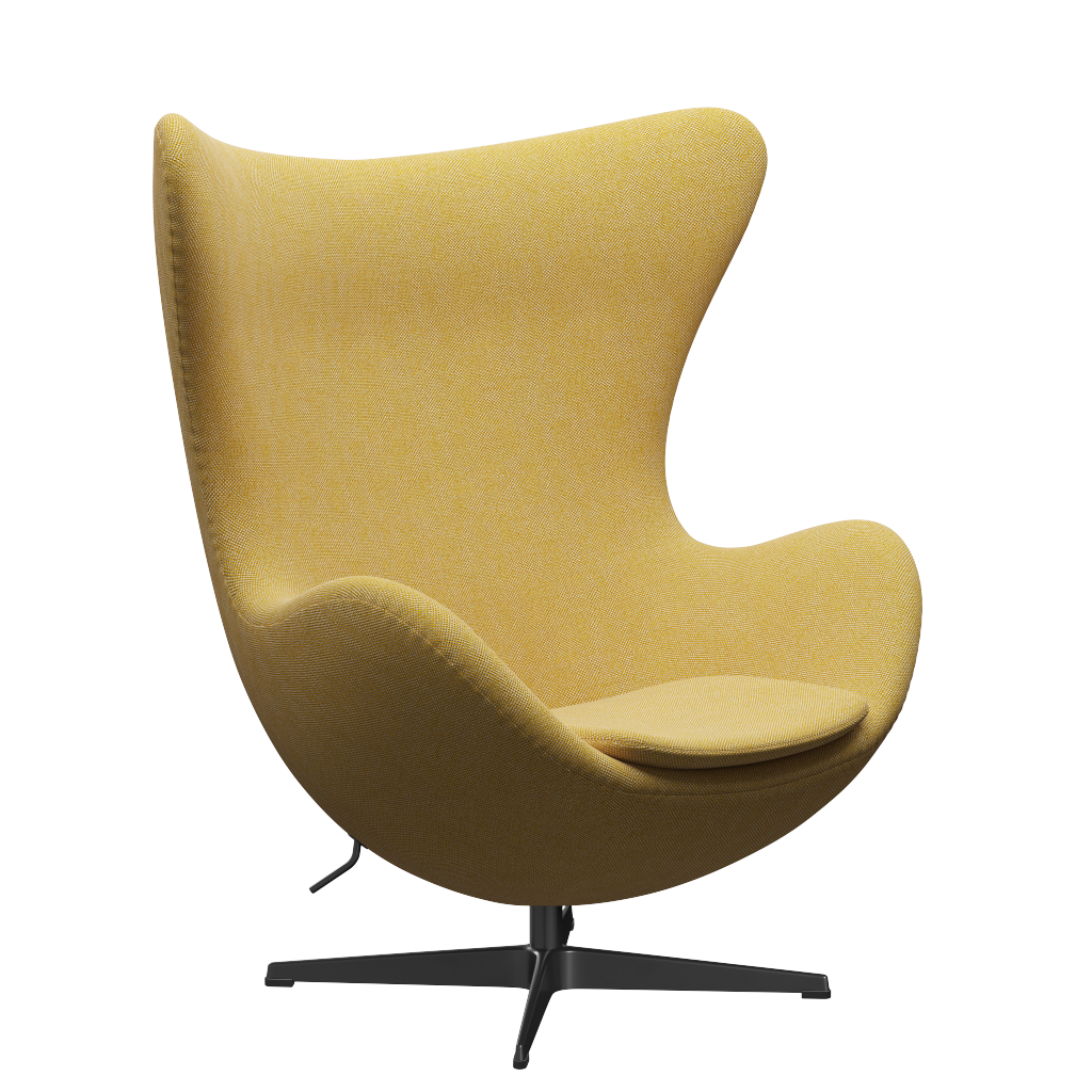 3316 Ägget loungestol, stomme i svart av Arne Jacobsen - Hallingdal - 407 Yellow/White - Jacobsen Plus