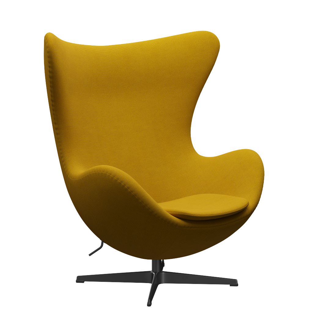 3316 Ägget loungestol, stomme i svart av Arne Jacobsen - Hallingdal - 457 Mustard - Jacobsen Plus