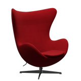 3316 Ägget loungestol, stomme i svart av Arne Jacobsen - Hallingdal - 674 Classic Red - Jacobsen Plus