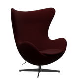 3316 Ägget loungestol, stomme i svart av Arne Jacobsen - Hallingdal - 694 Wine Red - Jacobsen Plus