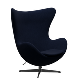 3316 Ägget loungestol, stomme i svart av Arne Jacobsen - Hallingdal - 764 Royal Blue - Jacobsen Plus