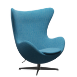 3316 Ägget loungestol, stomme i svart av Arne Jacobsen - Hallingdal - 840 White/Turquise - Jacobsen Plus