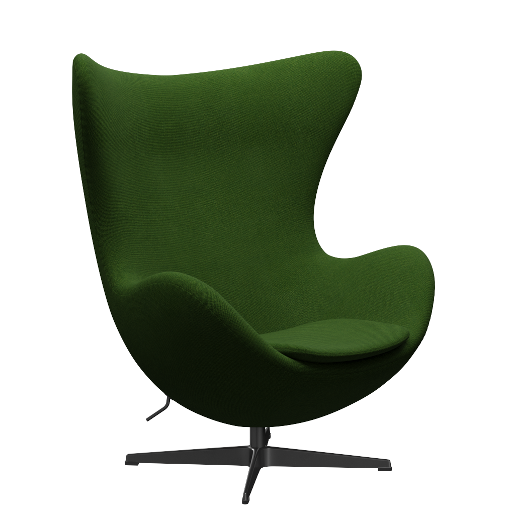 3316 Ägget loungestol, stomme i svart av Arne Jacobsen - Hallingdal - 960 Grass Green - Jacobsen Plus