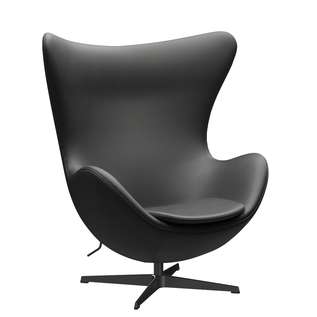 3316 Ägget loungestol, stomme i svart av Arne Jacobsen - Essential læder - Black - Jacobsen Plus