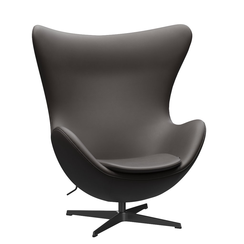 3316 Ägget loungestol, stomme i svart av Arne Jacobsen - Essential læder - Dark Brown - Jacobsen Plus