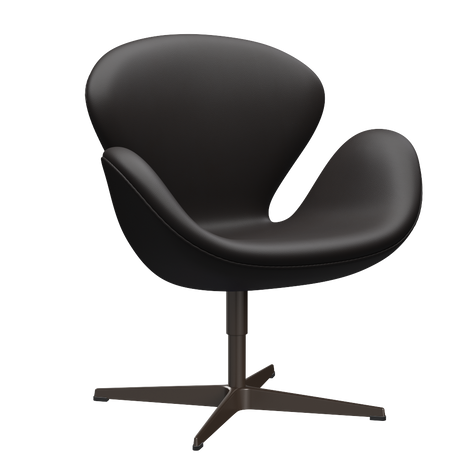 3320 Svanen Loungefåtölj, stomme i brun brons av Arne Jacobsen - Aura læder - Black Brown - Jacobsen Plus