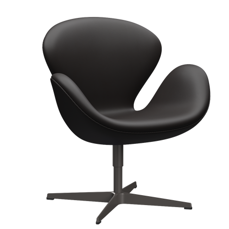 3320 Svanen Loungefåtölj, stomme i varm grafit av Arne Jacobsen - Aura læder - Black Brown - Jacobsen Plus