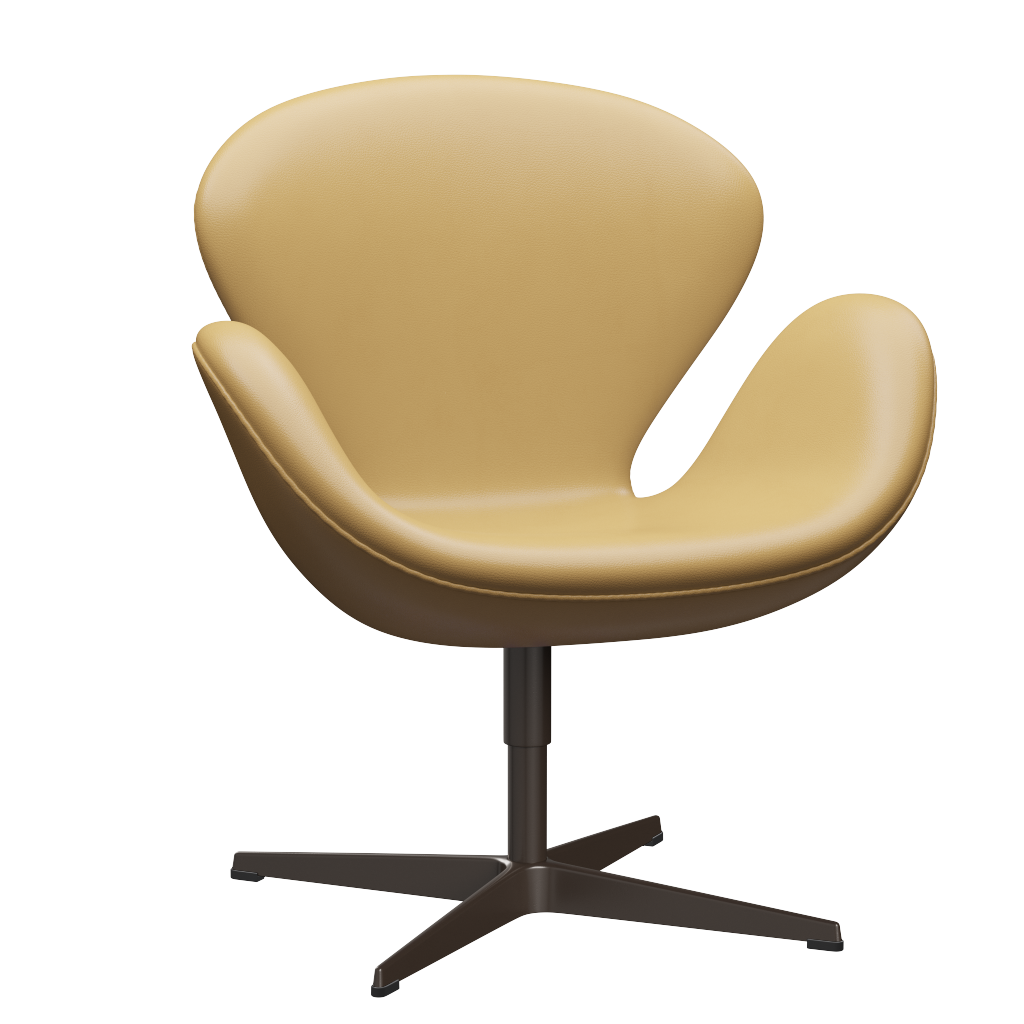 3320 Svanen Loungefåtölj, stomme i brun brons av Arne Jacobsen - Aura læder - Beige - Jacobsen Plus