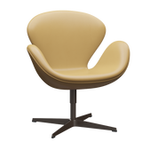 3320 Svanen Loungefåtölj, stomme i brun brons av Arne Jacobsen - Aura læder - Beige - Jacobsen Plus