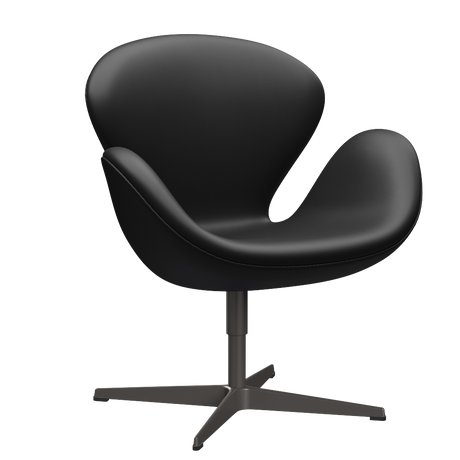 3320 Svanen Loungefåtölj, stomme i varm grafit av Arne Jacobsen - Aura læder - Black Brown - Jacobsen Plus